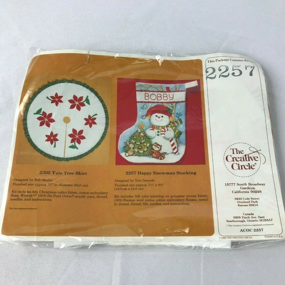 The Creative Circle #2257 Happy Snowman Stocking 1983